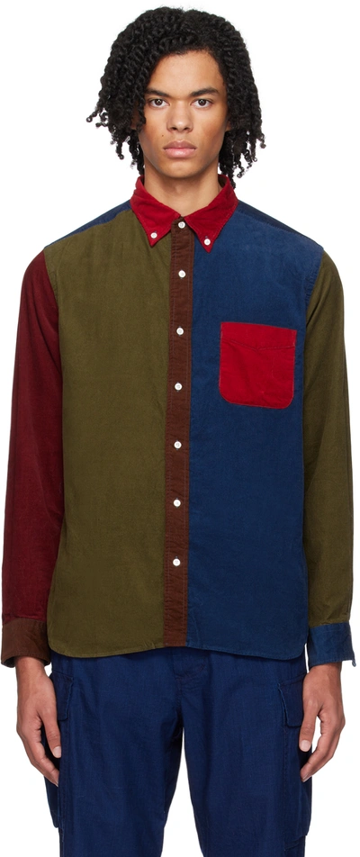 Beams Panelled Cotton Shirt In Red35