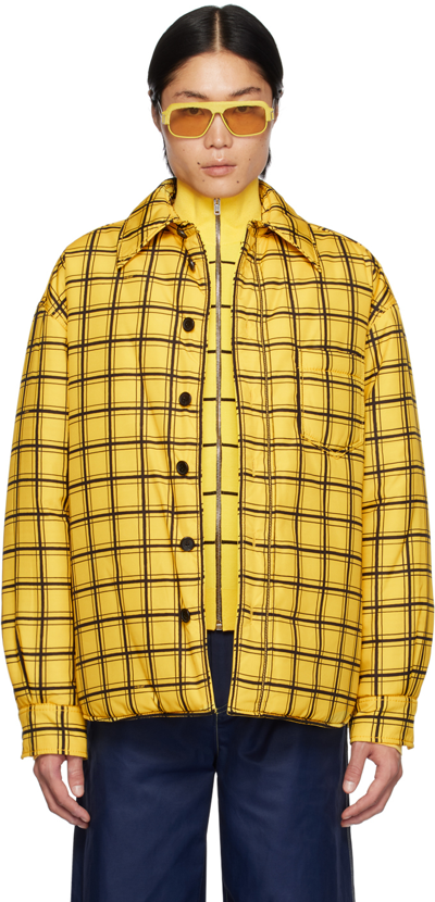 Marni Check-print Shirt Jacket In Yellow