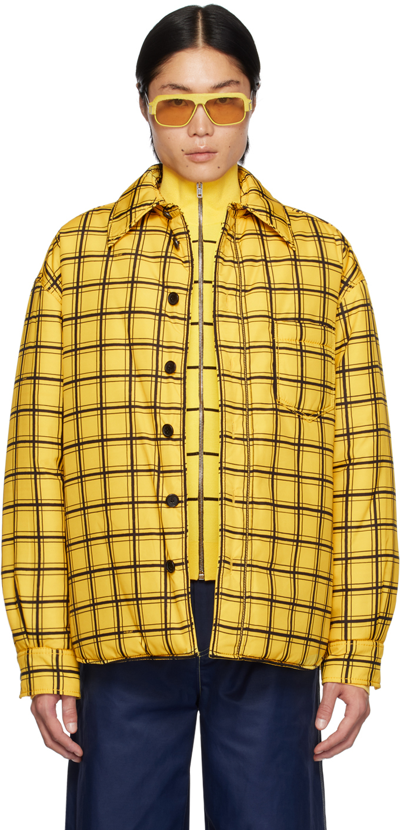 Marni Check-print Shirt Jacket In Giallo