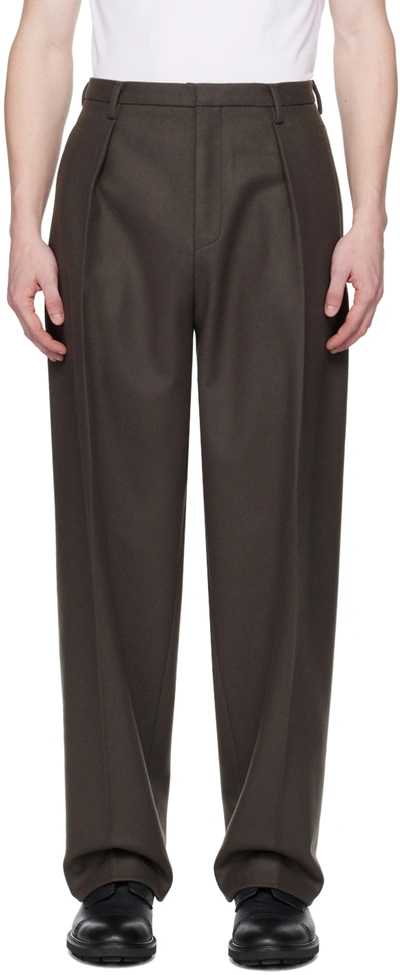 Zegna Brown Pleated Trousers In 687024a6 Dark Brown