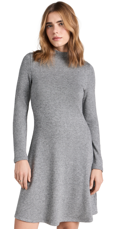 Vince Long Sleeve Short Dress Silver Dust Xs In Grey