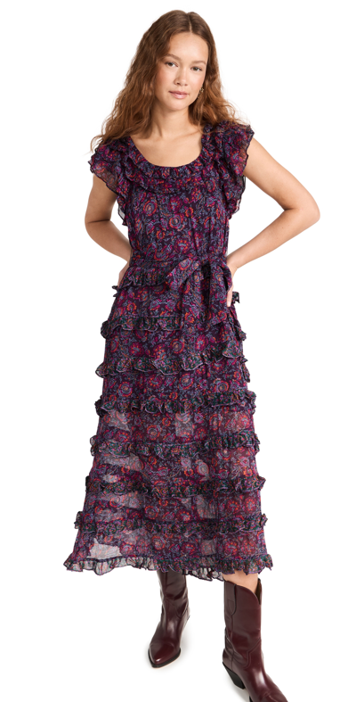 Cleobella Milana Ankle Dress In Bordeaux Floral