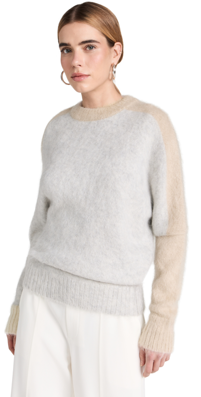 Proenza Schouler Asymmetric Colour-block Brushed-knit Jumper In Light Grey Multi