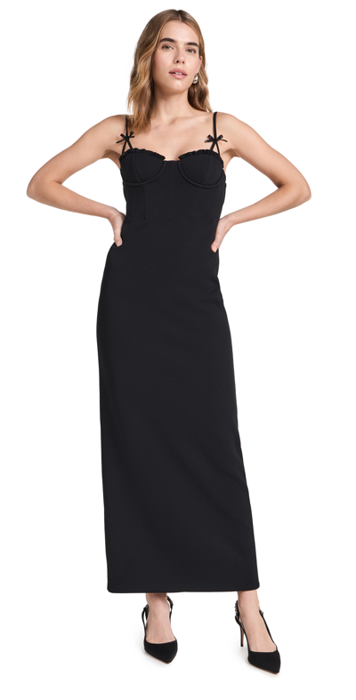 Staud Georgina Bow-detailed Bustier Maxi Dress In Black