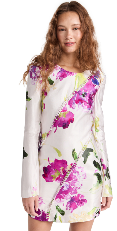 Aje White Arbour Floral Print Mini Dress