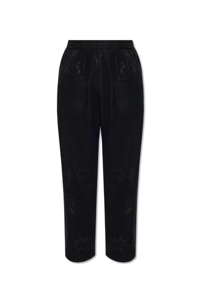 Balenciaga Black Stretch Velvet Baggy Pant In New
