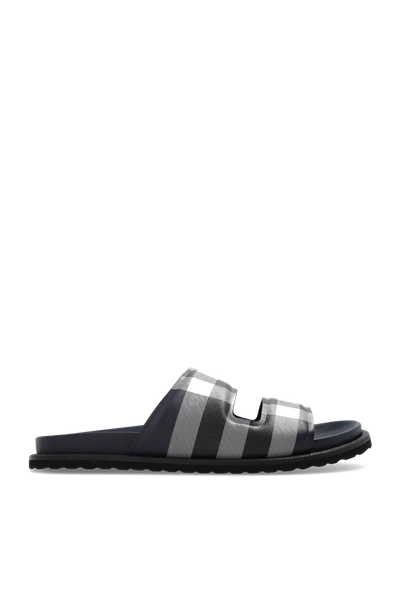 Burberry Checked Canvas Slides In New