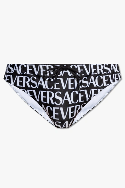 Versace Allover Swim Briefs In New