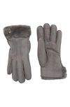 Ugg Classic Tasman Genuine Shearling Gloves In Charcoal