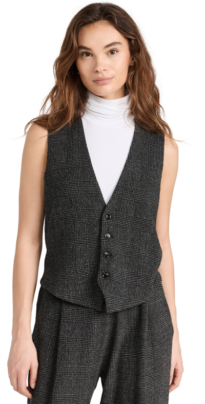 Leset Austyn Alpaca Vest In Asphalt Plaid