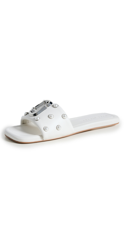 Marc Jacobs The J Pearl-embellished Leather Sandals In White