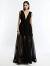 BCBGMAXAZRIA AMAL PLEATED PLUNGING GOWN
