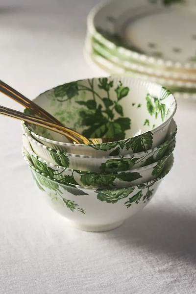 Anthropologie Abi Cereal Bowls, Set Of 4 In Green