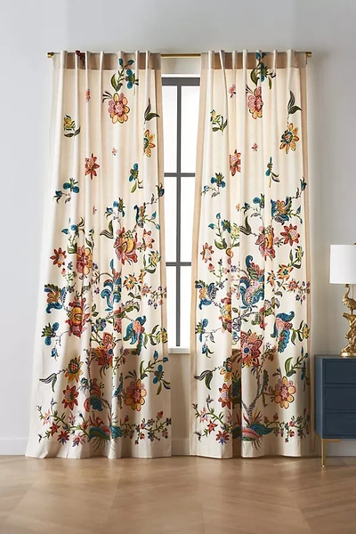 Anthropologie Adele Floral Cotton Curtain
