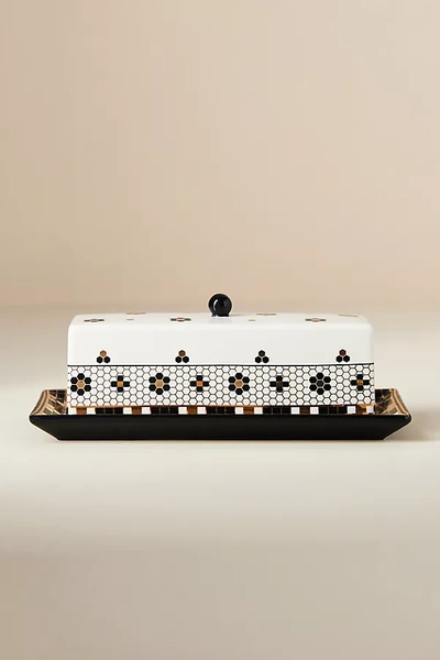 Anthropologie Bistro Tile Butter Dish In Multi