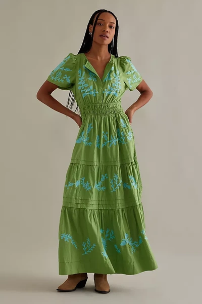 The Somerset Collection By Anthropologie The Somerset Maxi Dress:  Embroidered Edition In Green | ModeSens