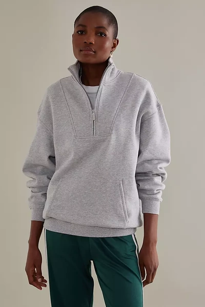 The Upside Raquette Jerome Half-zip Pullover In Grey Marle