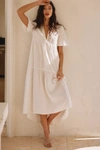 Anthropologie The Kallie Flowy Midi Dress In White