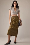 The Colette Collection By Maeve The Colette Faux Leather Maxi Skirt By Maeve In Green