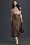 The Colette Collection By Maeve The Colette Faux Leather Maxi Skirt By Maeve In Brown