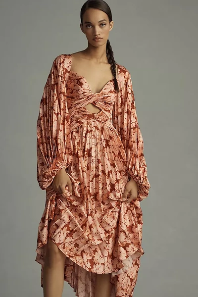 Acler Auroa Pleated Floral-print Dress In Pink