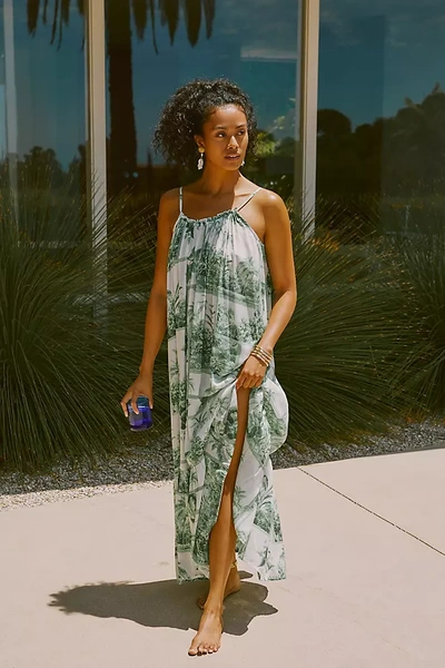 Anthropologie The Malika Printed Low-back Maxi Dress In Green