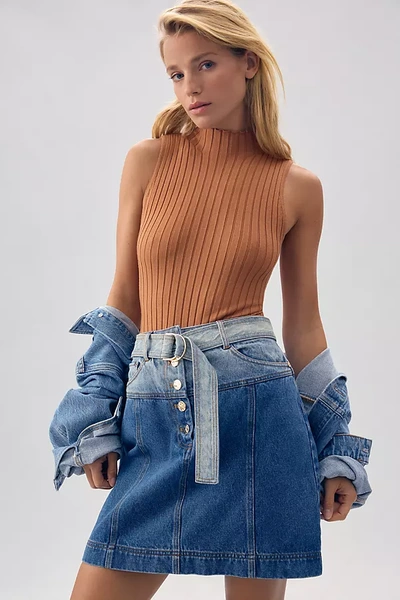 Acler Hawkin Belted Denim Miniskirt In Indigo