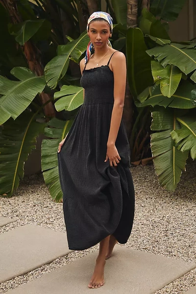 Anthropologie The Marisol Smocked Gauze Maxi Dress In Black
