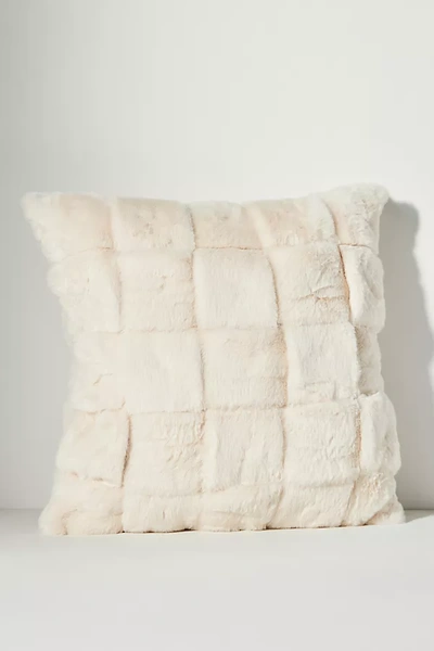 Anthropologie Woven Faux Fur Square Cushion