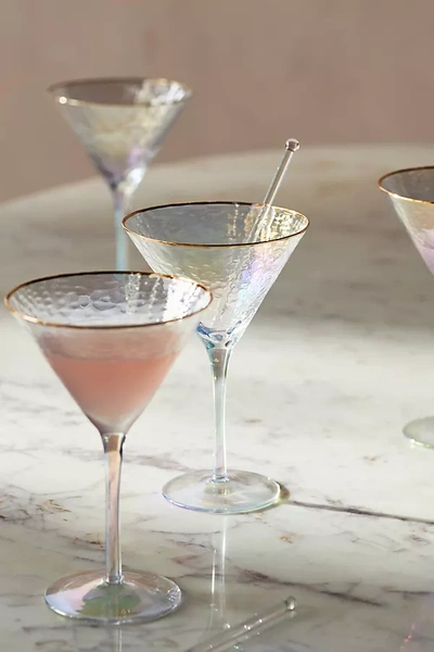 Anthropologie Zaza Lustered Martini Cocktail Glasses, Set Of 4 In Transparent