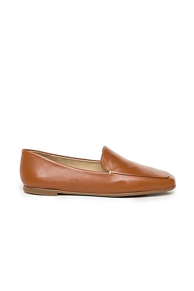 Bernardo Leather Flat Moccasin Loafers In Luggage Nappa Mes