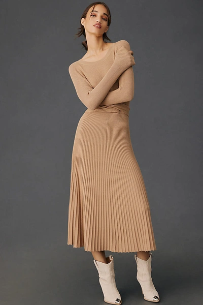 by anthropologie slim ribbed knit midi dress Anthropologie Aimee Slim Ribbed Knit Midi Dress In Brown - 43% Off