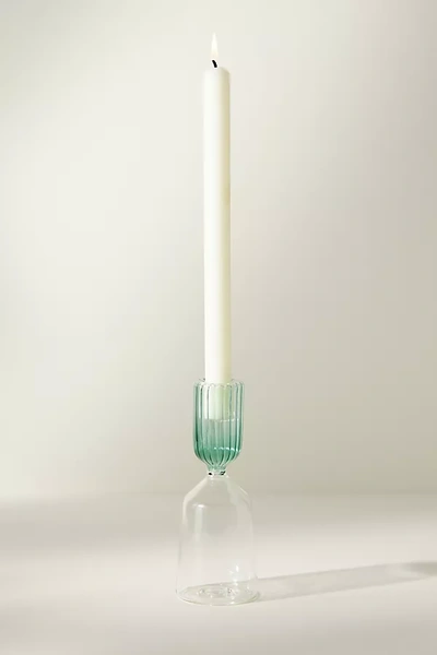 Anthropologie Calle Glass Taper Candle Holder In Green