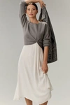By Anthropologie Long-sleeve Twofer Sweater Midi Dress In Grey