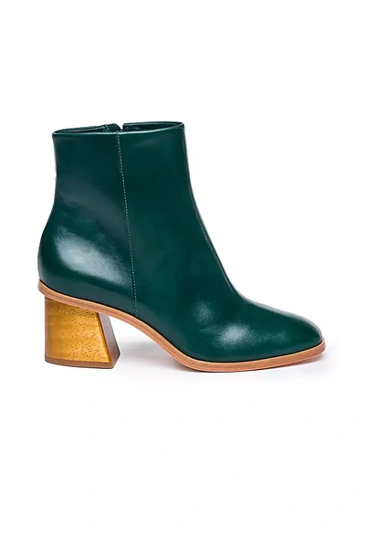 Bernardo Nantucket Leather Block-heel Booties In Green