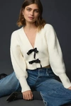 By Anthropologie Rhea Bow-front Crop Cardigan In Black