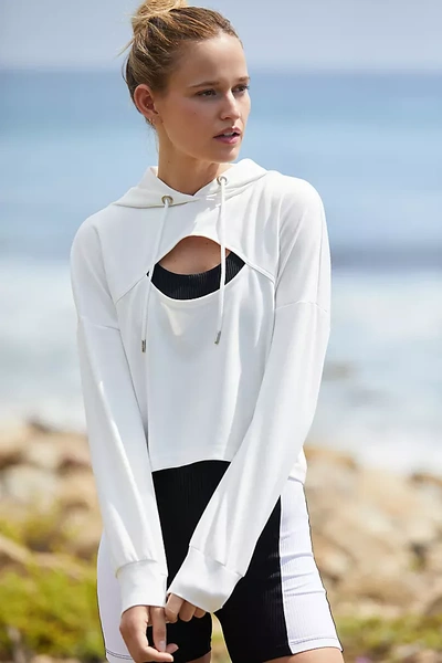 Daily Practice By Anthropologie Sporty Cut-out Crop Hoodie In White