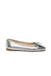 Bernardo Gwynn Metallic Bow Ballerina Flats In Silver