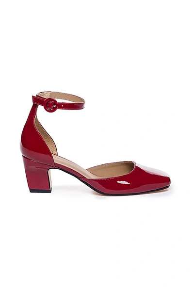 Bernardo Remy Patent Ankle-strap Pumps In Red