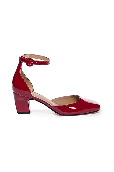 Bernardo Remy Patent Ankle-strap Pumps In Dark Red