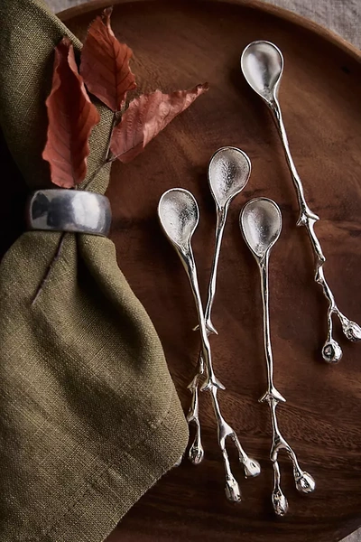 Terrain Berry Branch Serving Spoons, Set Of 4 In Metallic