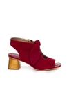 Bernardo Lizzie Suede Knot Zip Sandals In Red