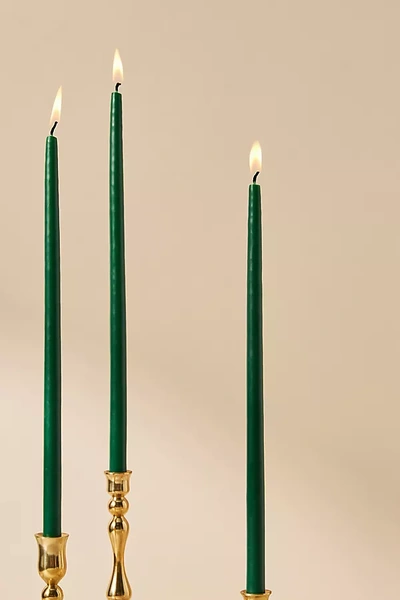 Anthropologie Mini Taper Candles, Set Of 12 In Green