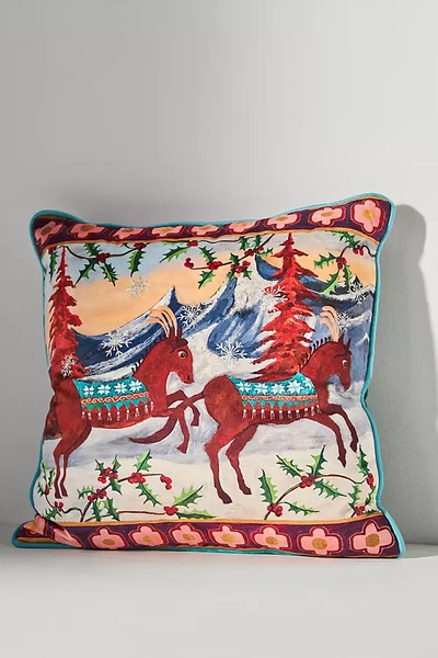 Raphael Balme For Anthropologie Velvet Square Christmas Cushion