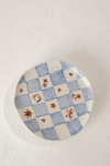 Damson Madder Poppy Almond For  Hand-painted Side Plate In Blue
