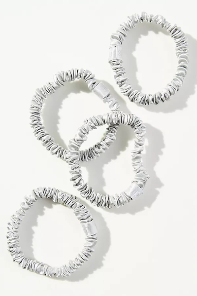 Slip Back To Basics Pure Silk Skinny Scrunchies In Silver