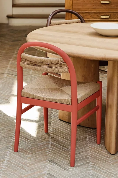 Anthropologie Sadie Fsc Beech Wood Woven Dining Chair In Red