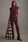 Pistola Rosie Sleeveless Cotton Utility Jumpsuit In Maroon