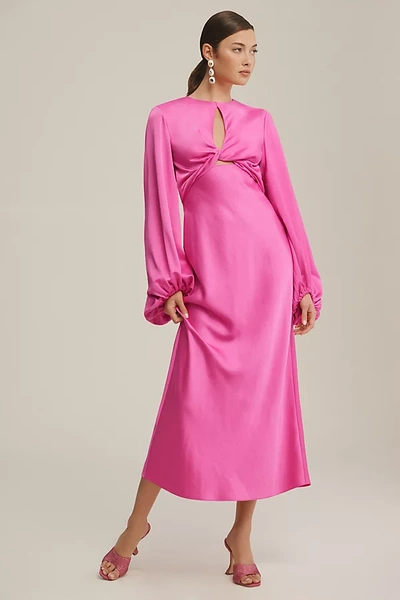 Significant Other Demi Backless Long-sleeve Column Gown In Pink