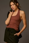 Pilcro And The Letterpress Pilcro Ribbed Halter Tank Top In Brown